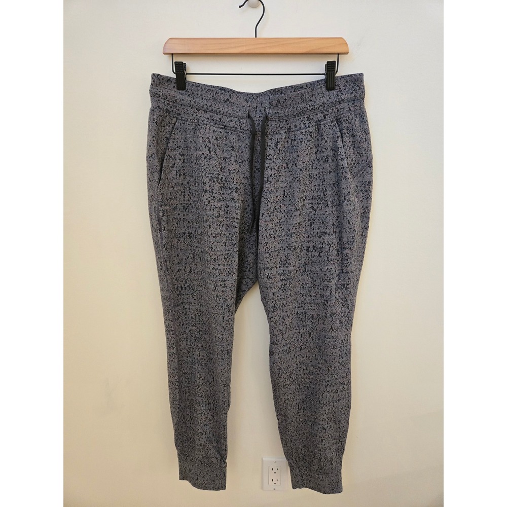 Lululemon Still Pant II Pixel Heathered Gray Black Drawstring Joggers Size 12